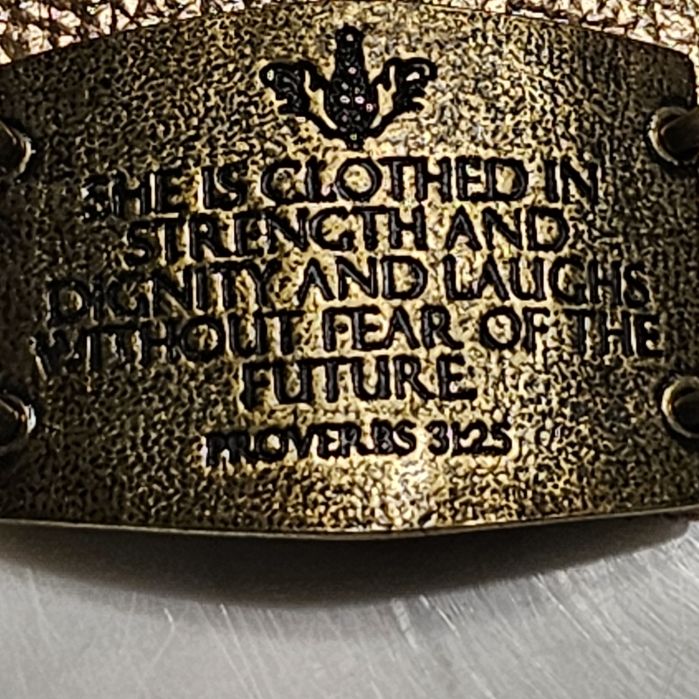 NWT - Blush Colored Leather Bracelet - Inspirational CLOTHED IN STRENGTH Quote